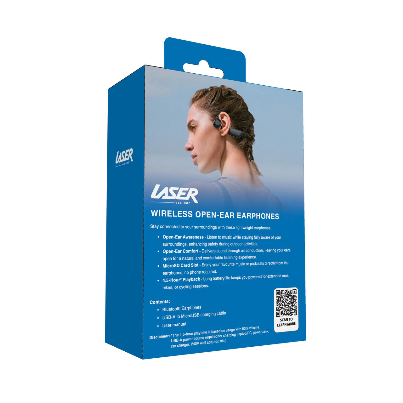 Laser Wireless Open-Ear Bluetooth Earphones – Black | Bone Conduction Sports Headphones
