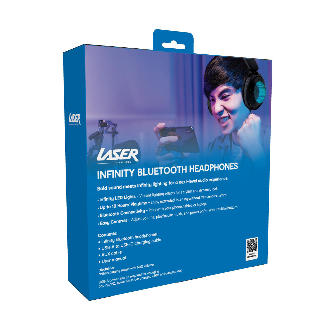 Laser Infinity Light Bluetooth Headphones – Wireless Over-Ear Headset with LED Lights & Hi-Fi Sound