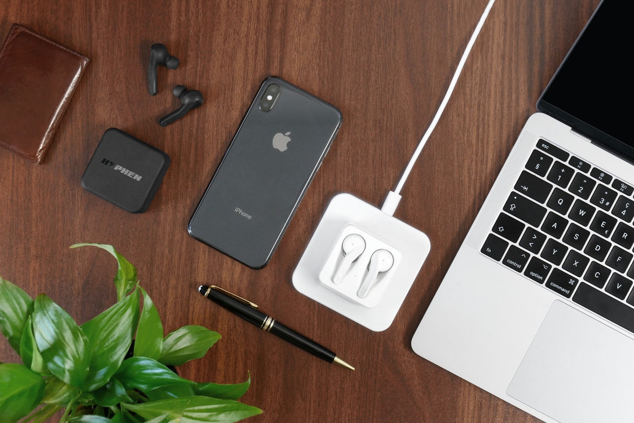 HYPHEN Wireless Bluetooth Earbuds – True Wireless Headphones with Charging Case – Black