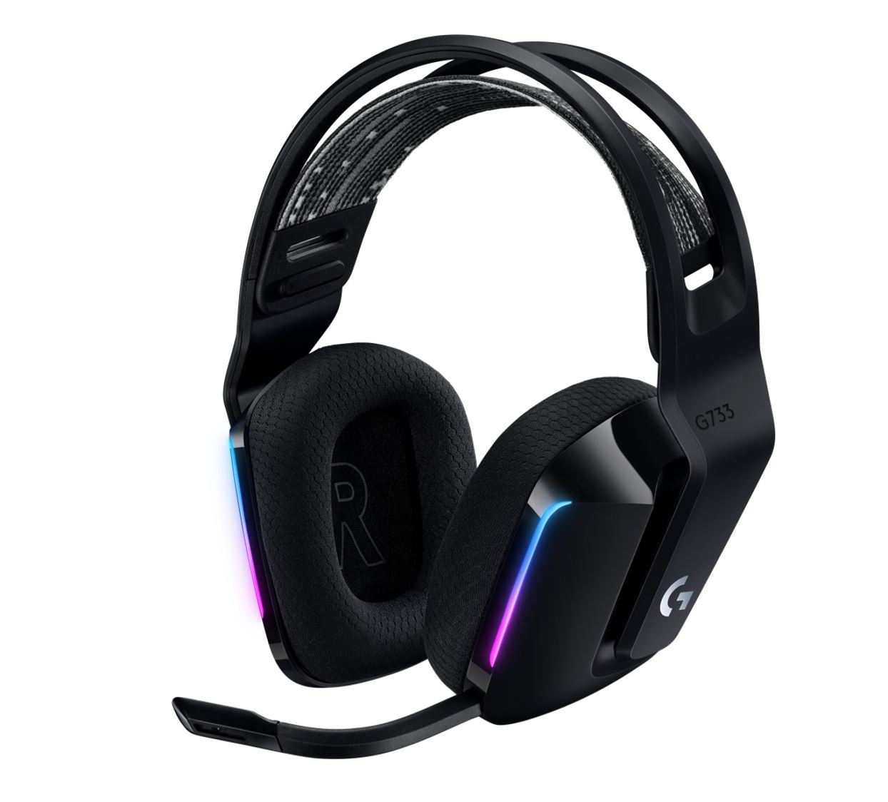 Logitech G733 Lightspeed Wireless RGB Gaming Headset – Black, USB, 20Hz-20KHz Frequency, Detachable Cardioid Microphone