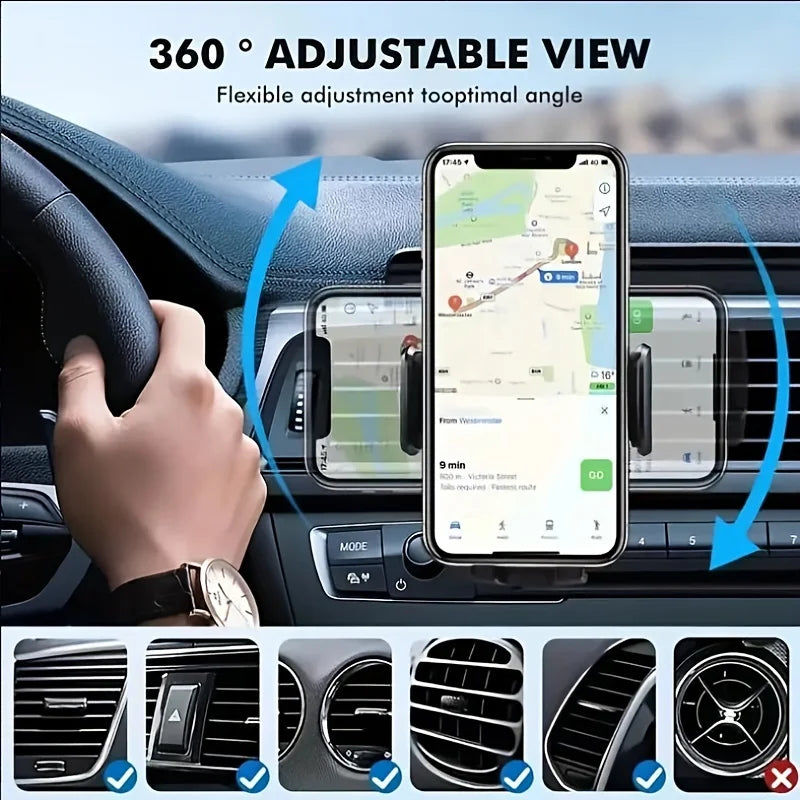 "Universal Car Phone Holder – Air Vent Mount Clip for Smartphone & GPS Devices 360° Rotation Stand
