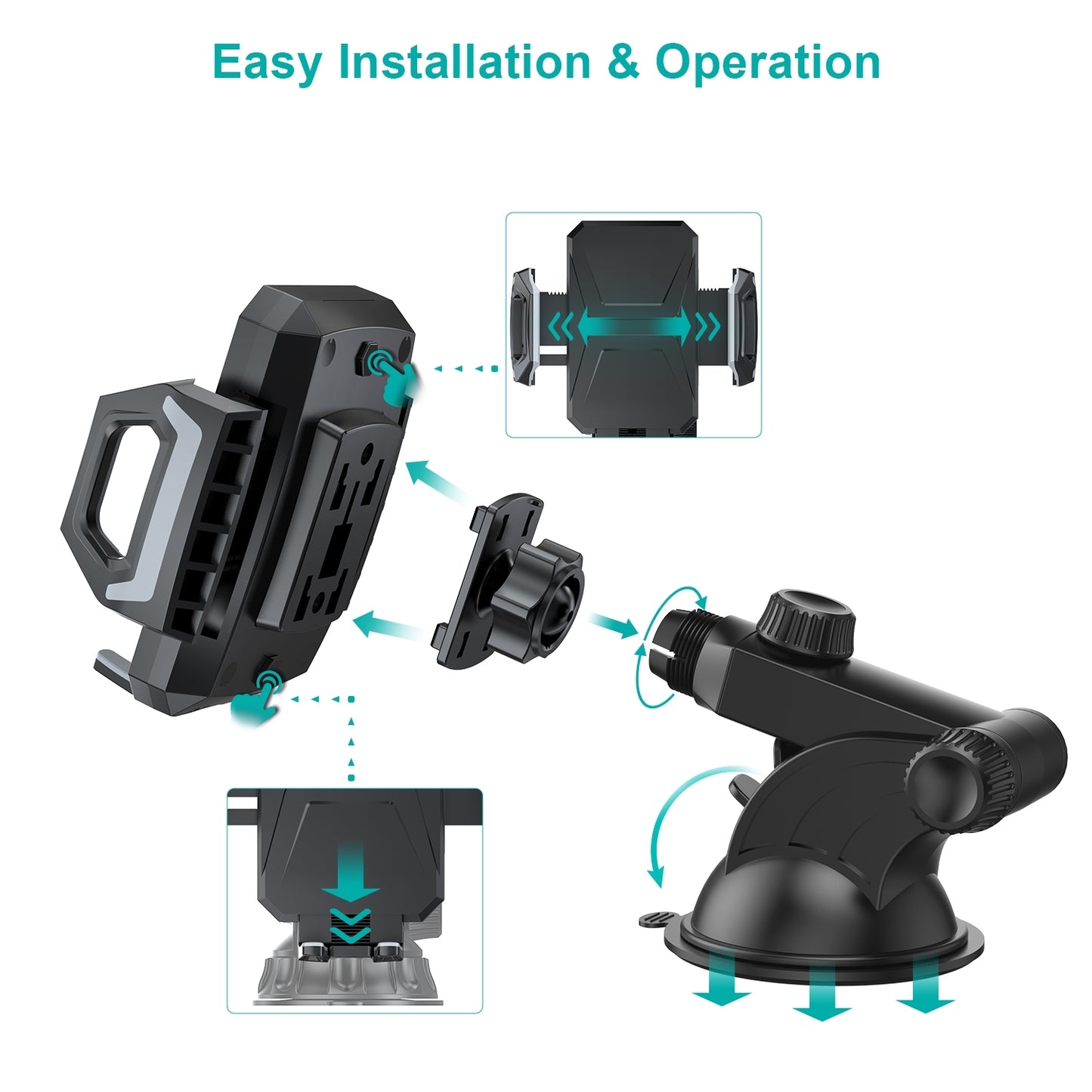 CHOETECH T521-F 15W Fast Wireless Car Charger – Auto-Clamping Air Vent Mount Dock for iPhone & Android