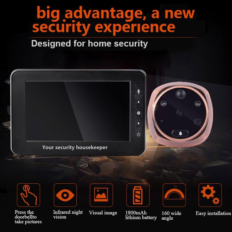 Smart Video Doorbell with 4.3-Inch Display, 3.0MP Camera, Night Vision & Motion Detection – Supports TF Card Up to 32GB