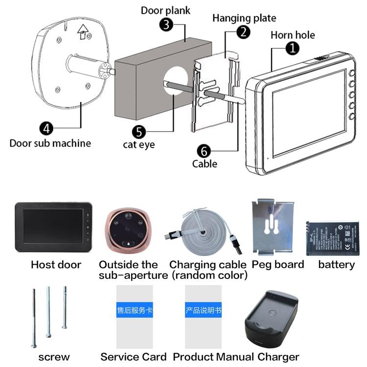 Smart Video Doorbell with 4.3-Inch Display, 3.0MP Camera, Night Vision & Motion Detection – Supports TF Card Up to 32GB