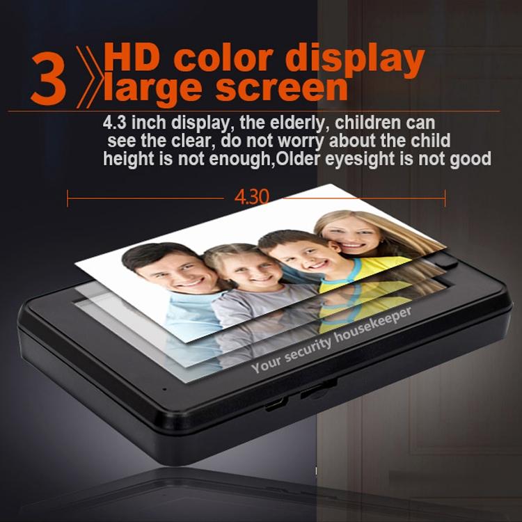 Smart Video Doorbell with 4.3-Inch Display, 3.0MP Camera, Night Vision & Motion Detection – Supports TF Card Up to 32GB