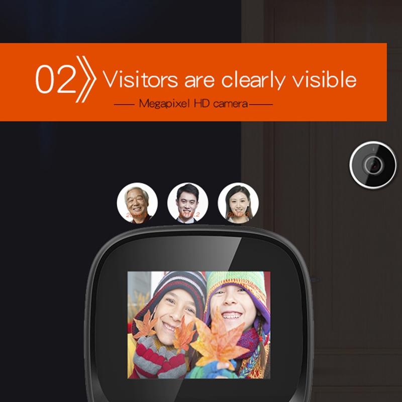 2.4-Inch Digital Peephole Viewer with 0.3MP Camera & Built-in Doorbell