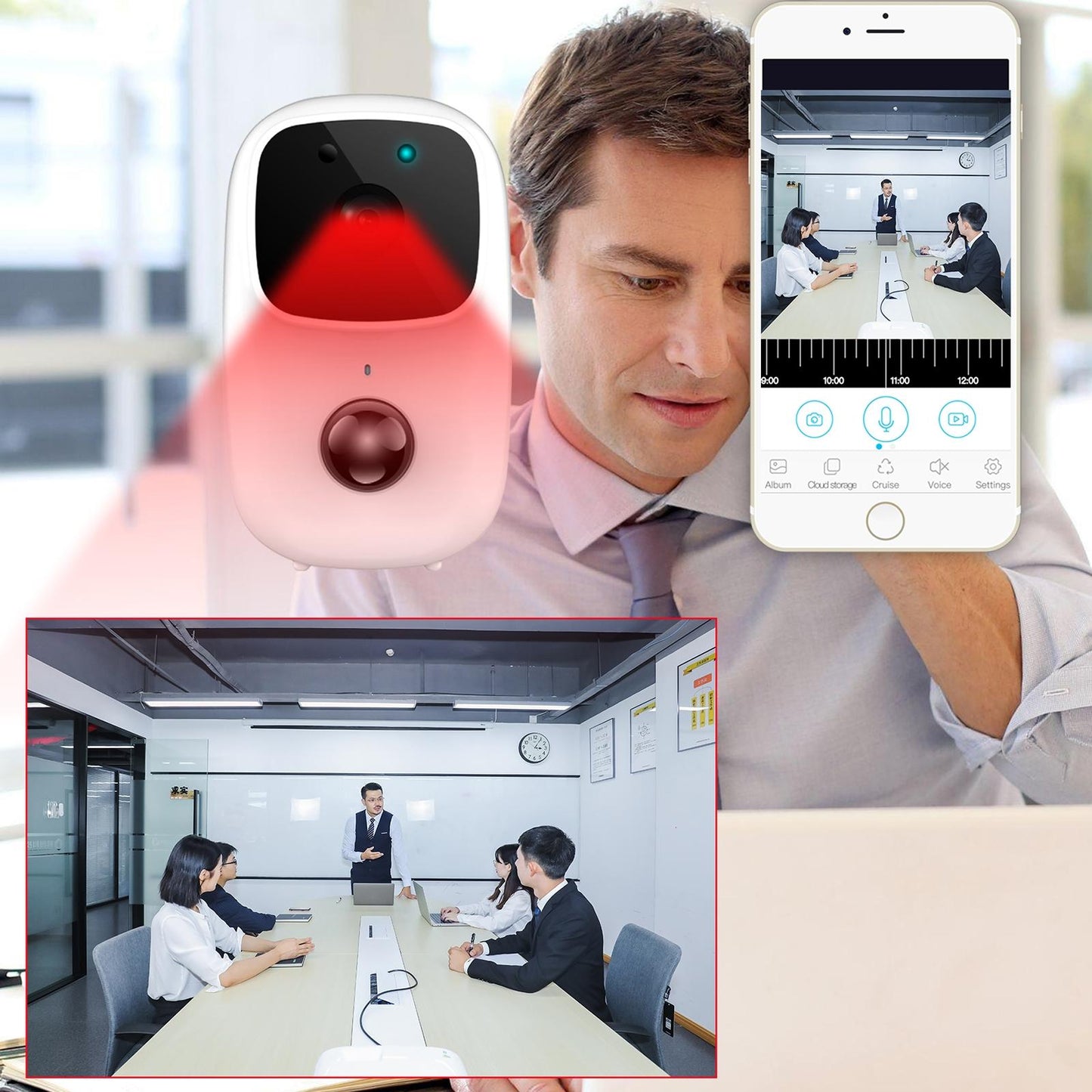 Low-Power Battery-Powered Security Camera – PIR Motion Detection, Two-Way Intercom, Wireless Surveillance