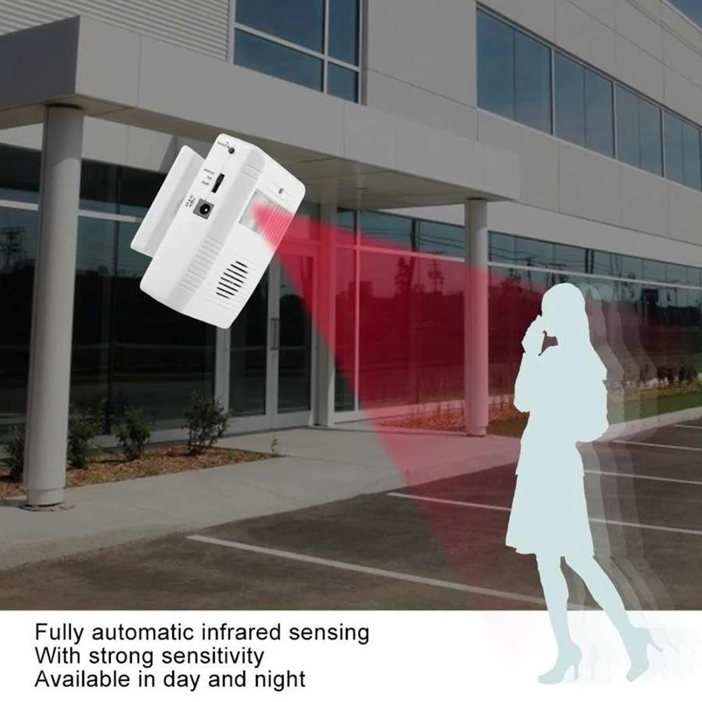 Electronic Infrared Motion Sensor Doorbell – Automatic Guest Welcome Chime – Wireless Entry Alert System – White