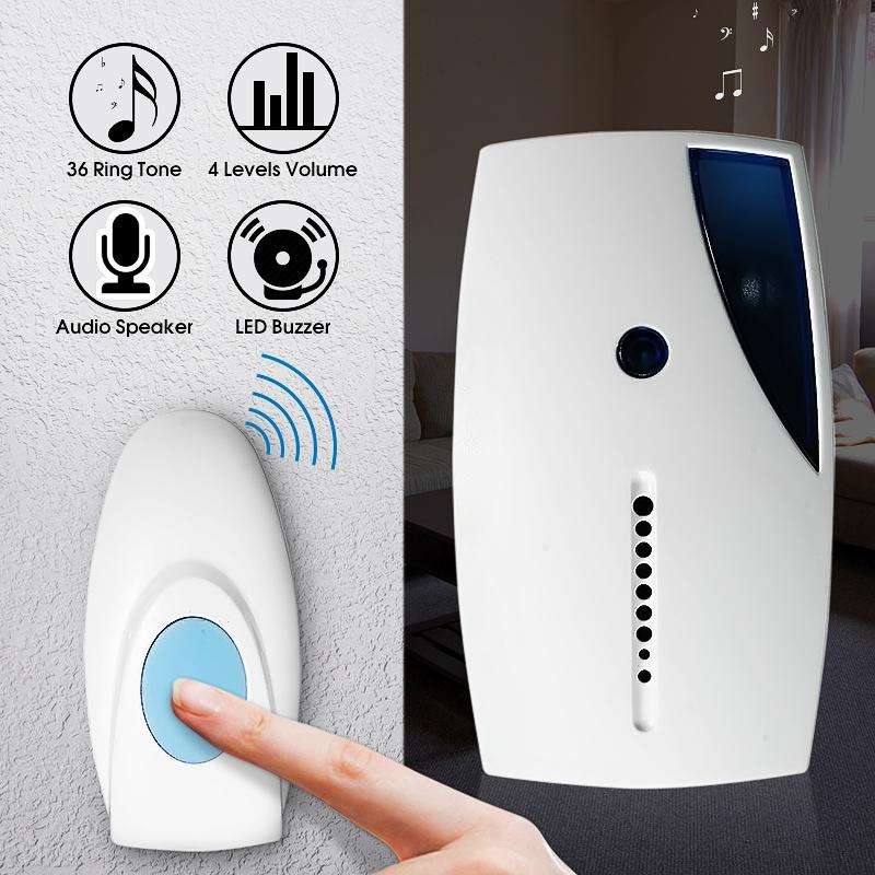 Wireless Waterproof Doorbell – 36 Chimes, Remote Control, Long Range, Easy Installation, LED Indicator