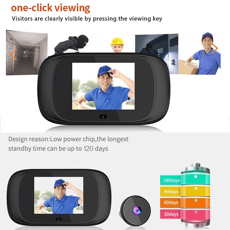 Smart 1.0MP Peephole Doorbell – 2.8'' Screen, Motion Detection, Photo & Video Capture, Easy Installation
