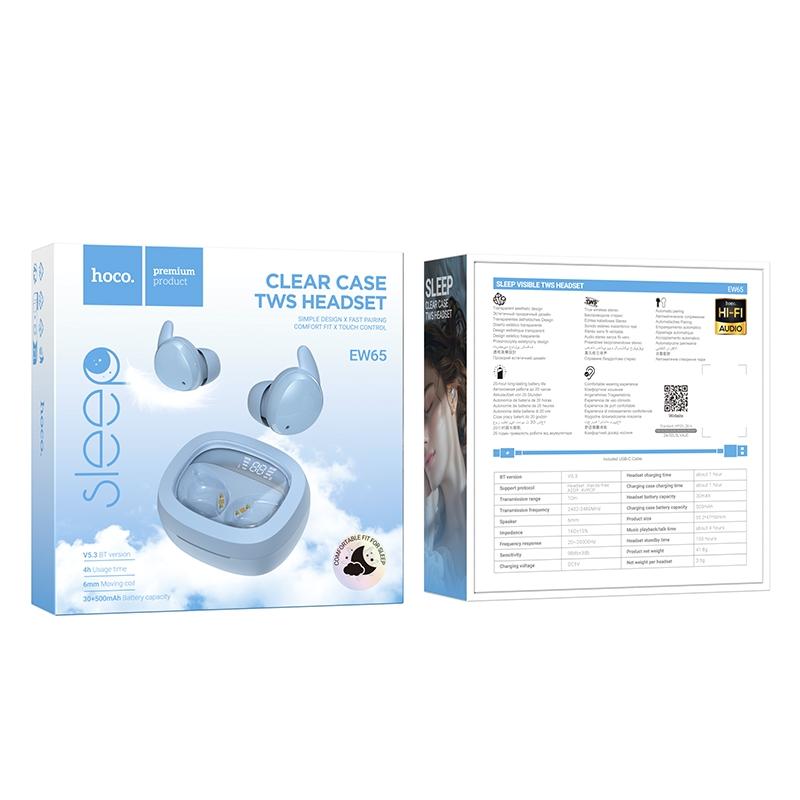 Hoco Wireless Sleep Earbuds – Bluetooth 5.3 True Wireless In-Ear Headphones for Side Sleepers – Black
