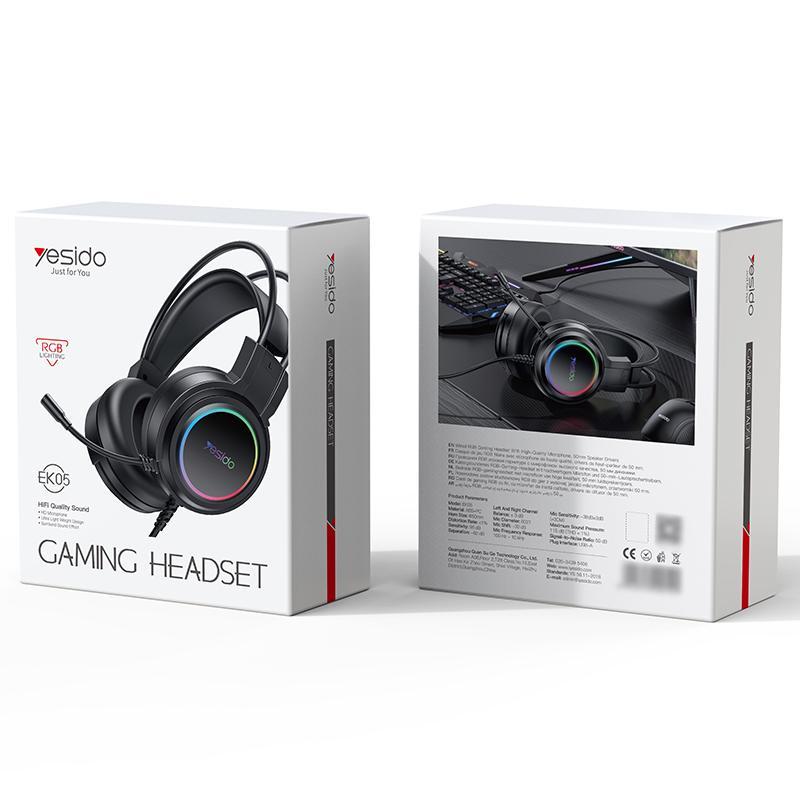 "USB Wired RGB Gaming Headset with Mic – 1.2M Cable, Black, Noise Cancelling, Surround Sound, Comfortable Fit