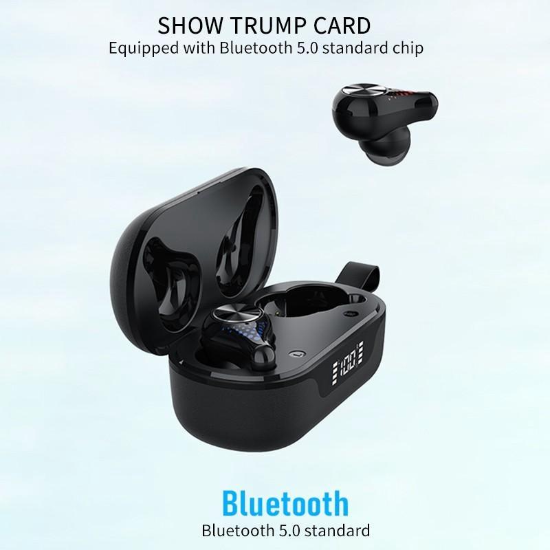Waterproof T8 Wireless Bluetooth Earbuds with LED Display – Black