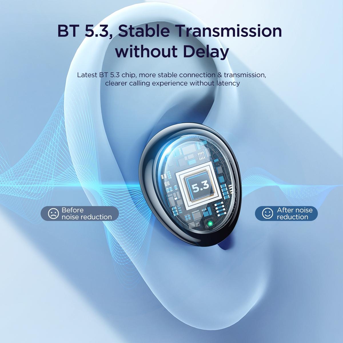 Jdots JR-DB1 Series True Wireless Bluetooth Earphones – Black, TWS In-Ear Earbuds with Mic for Music & Calls