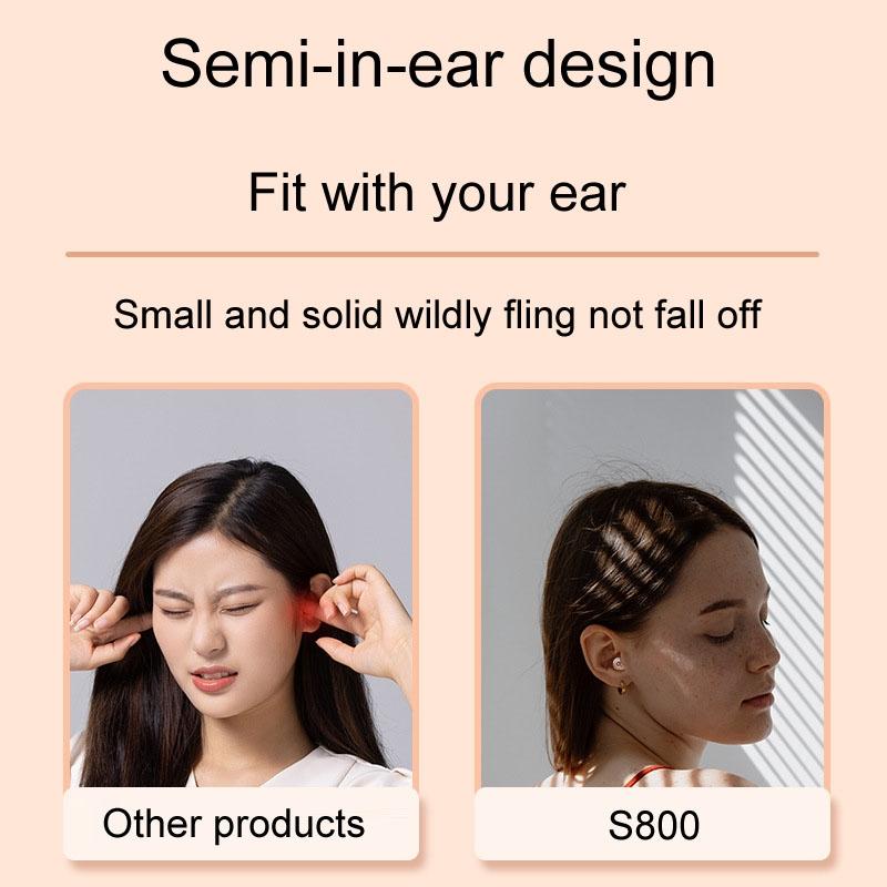 S800 Mini Wireless Sports Earphones with Bluetooth – Comfortable for Sleep, Black