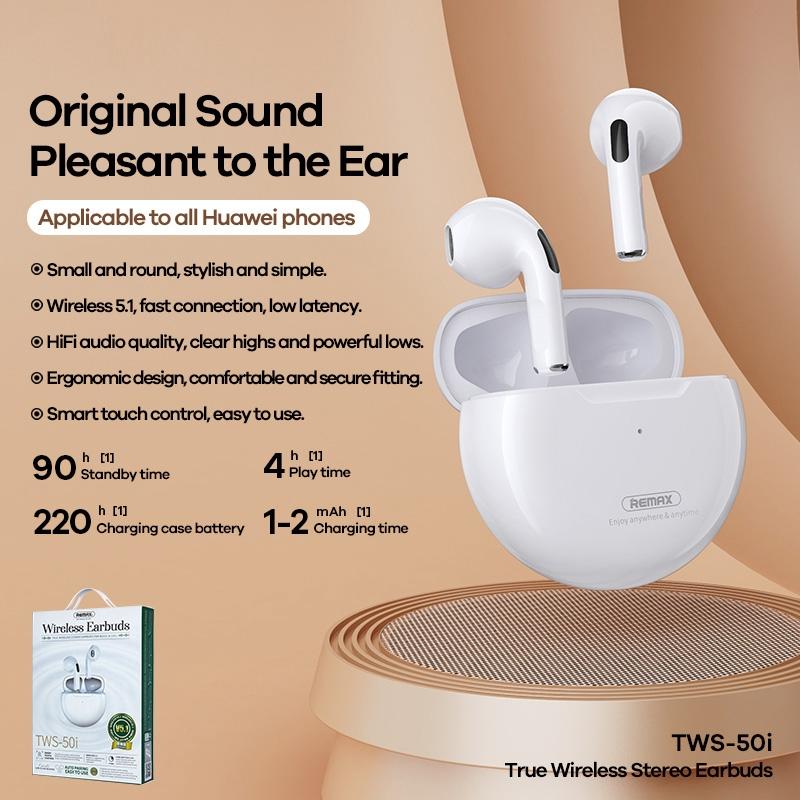 True Wireless Stereo (TWS) Bluetooth 5.0 Earphones – In-Ear Headphones, White