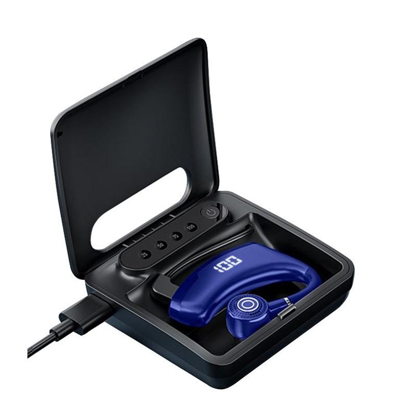 Wireless Bluetooth Headset with Digital Display & Charging Bin – Black, In-Ear Earbuds