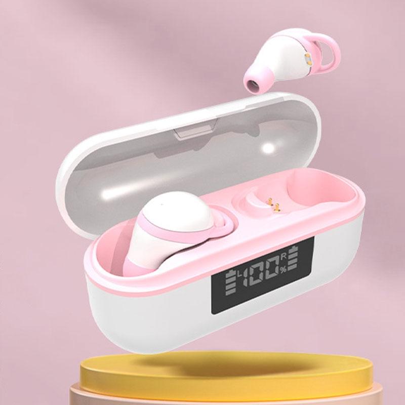 Wireless Noise-Cancelling Earbuds with Digital Display & Charging Case – Bluetooth HiFi Earphones – White