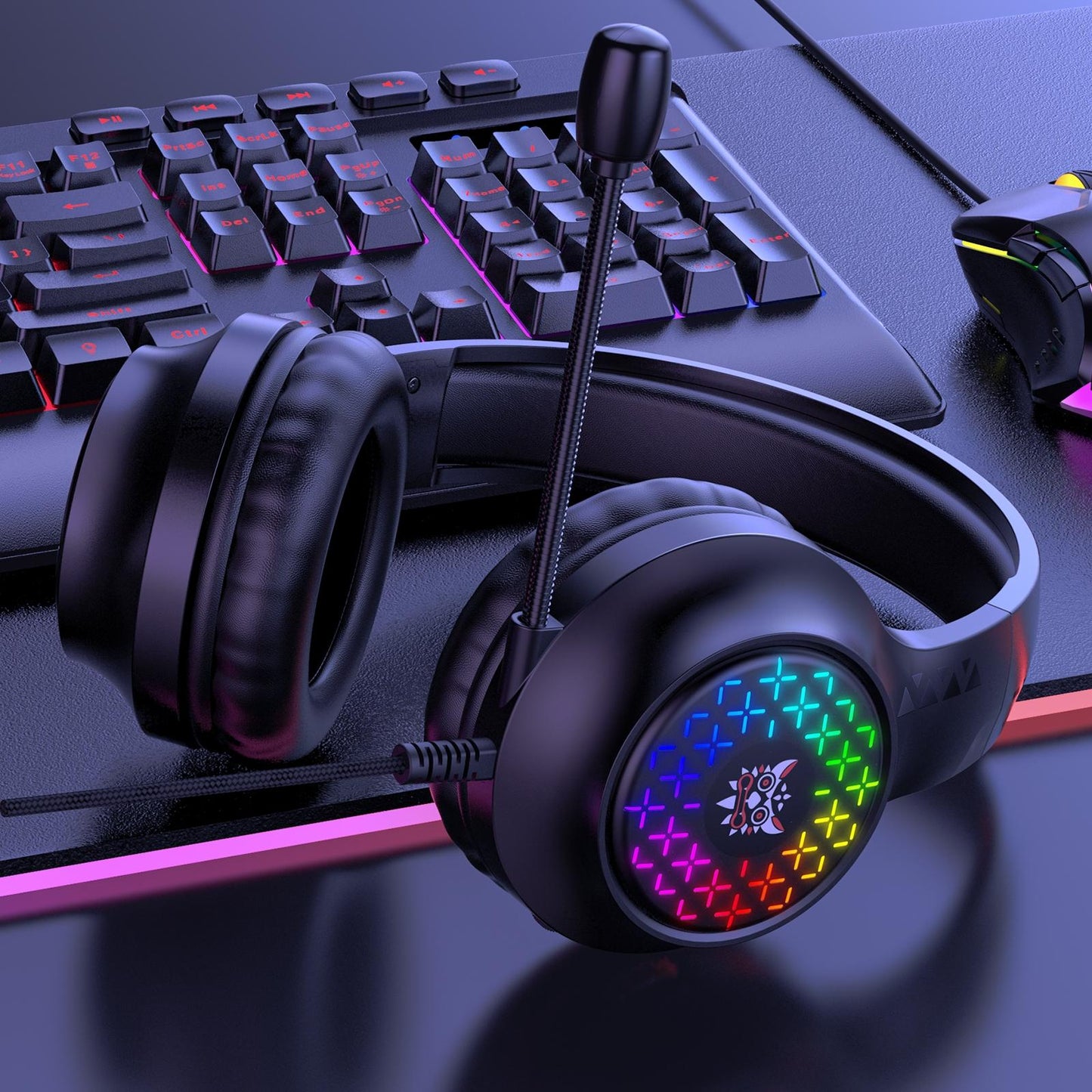 RGB Gaming Headset with USB & 3.5mm – Dual Connectivity, Noise Cancelling Mic, Surround Sound, Multi-Platform Compatible