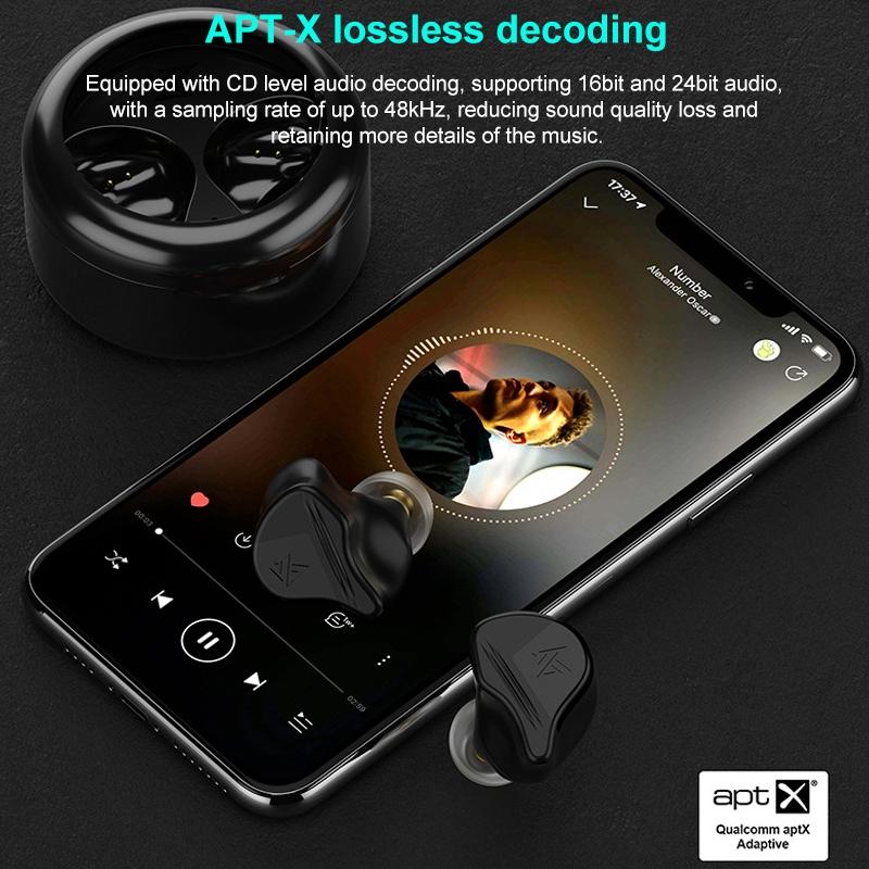 KZ-VXS Bluetooth Earphones – Obsidian Black, 10-Unit Coil Iron Drivers, Wireless Sports Headset