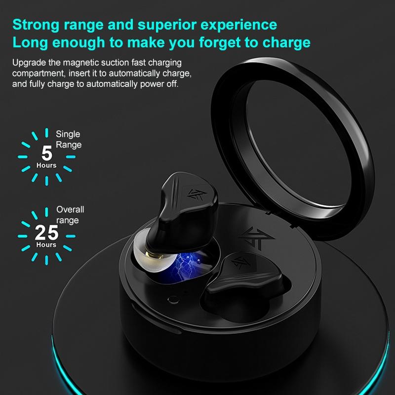 KZ-VXS Bluetooth Earphones – Obsidian Black, 10-Unit Coil Iron Drivers, Wireless Sports Headset