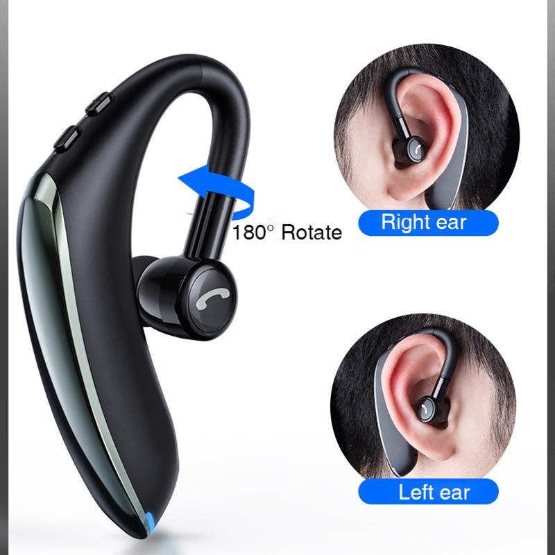 180° Rotating Wireless Bluetooth Car Handsfree Earphones – Built-in Mic, Blue
