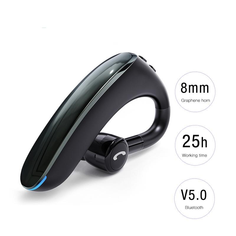 180° Rotating Wireless Bluetooth Car Handsfree Earphones – Built-in Mic, Blue