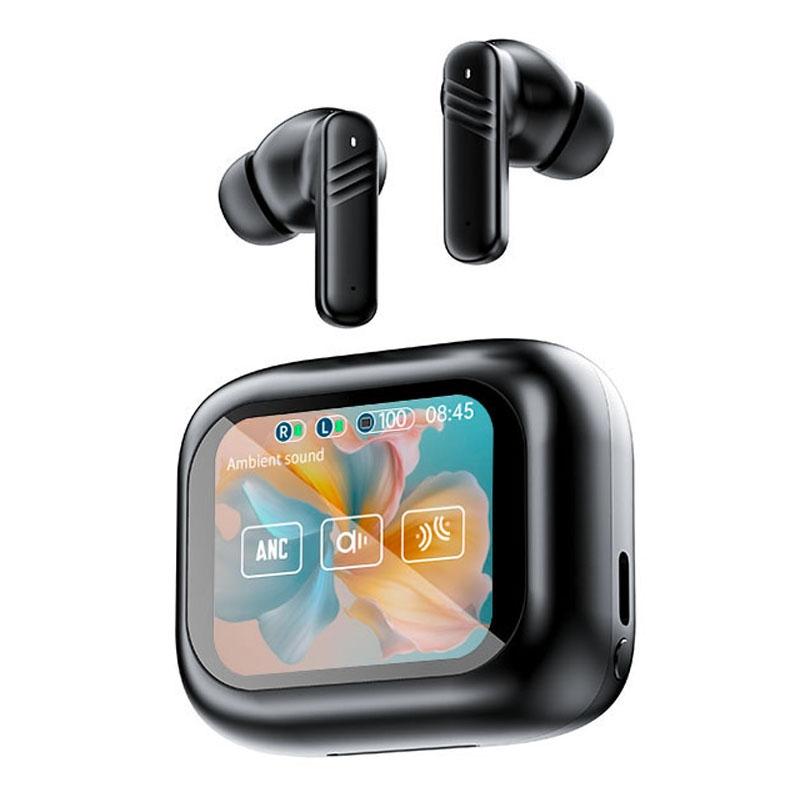 Wireless Bluetooth Earphones with Touch Screen, ANC & Dual Noise Reduction – TWS In-Ear Headphones (White)