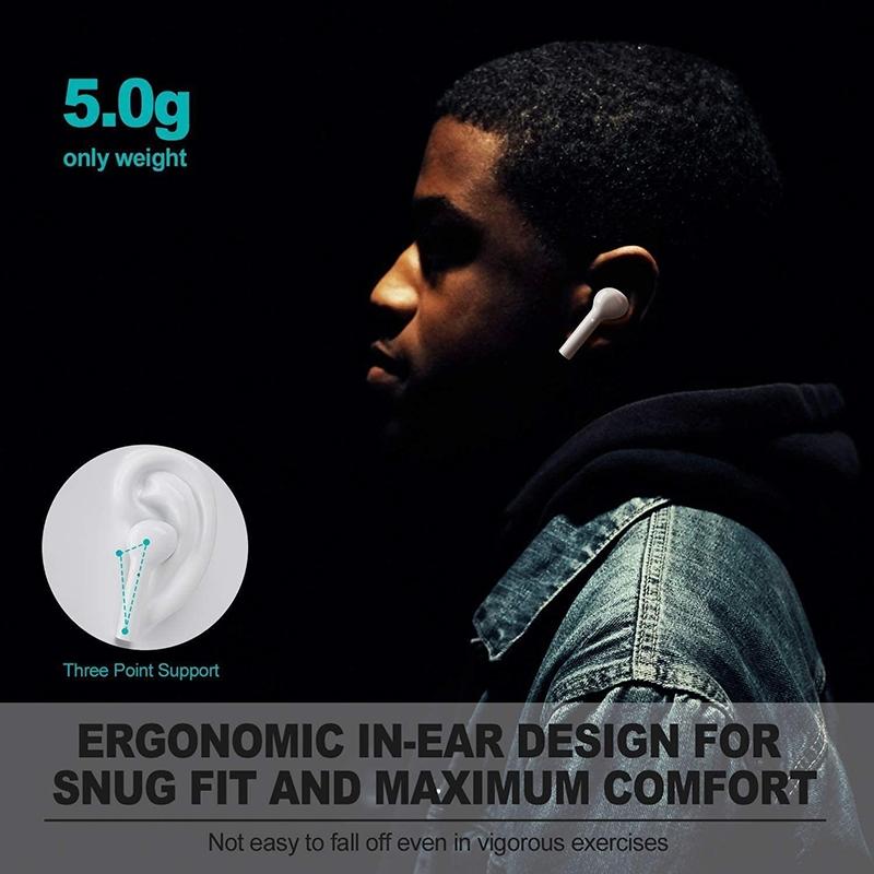 Waterproof Wireless Bluetooth Earbuds – White In-Ear Headphones with LED Display, Hi-Fi Sound & Noise Isolation