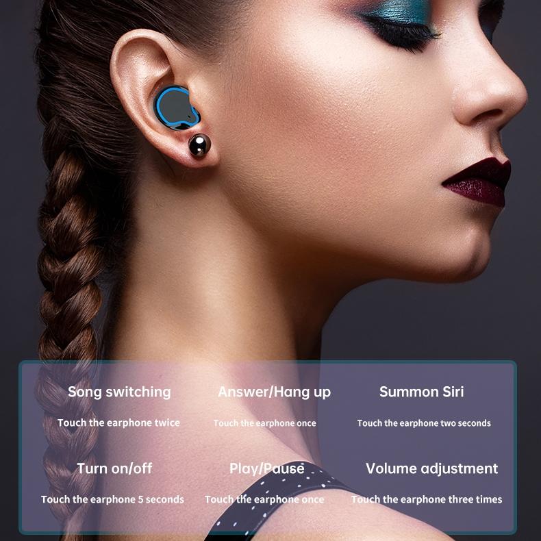 Wireless Bluetooth 5.0 Earphones with Digital Display & Built-in Flashlight – Long Battery Life, Noise Reduction, Smart Touch Control