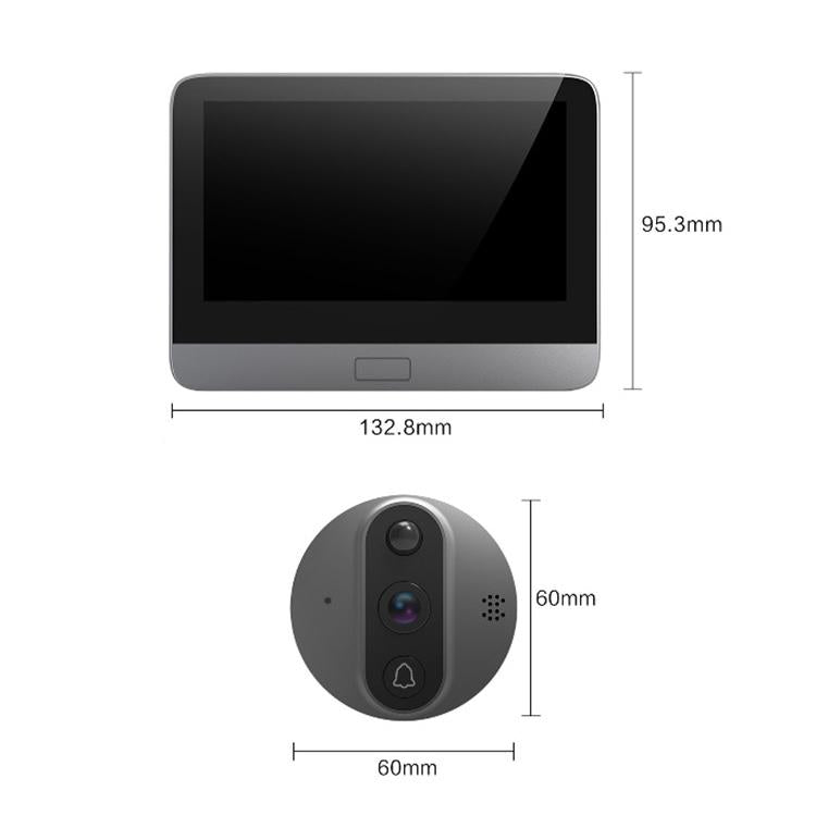 Smart WiFi Video Doorbell – 4.3'' Visual Peephole, HD Camera, Motion Detection, Two-Way Audio, Black