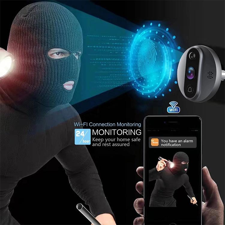 Smart WiFi Video Doorbell – 4.3'' Visual Peephole, HD Camera, Motion Detection, Two-Way Audio, Black
