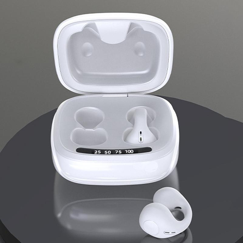 Wireless Bone Conduction Bluetooth Headset – Clip-On Open-Ear Design with Noise Reduction – Skin Tone