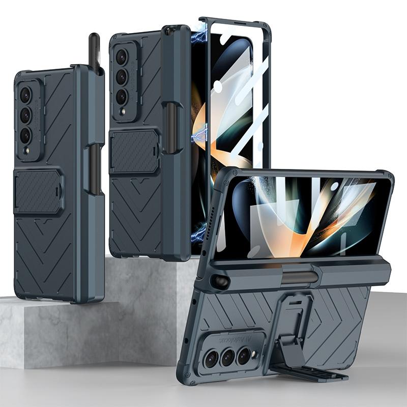 Samsung Galaxy Z Fold4 5G Magnetic Armor Case with Push Pen Slot – Shockproof Protection – Black