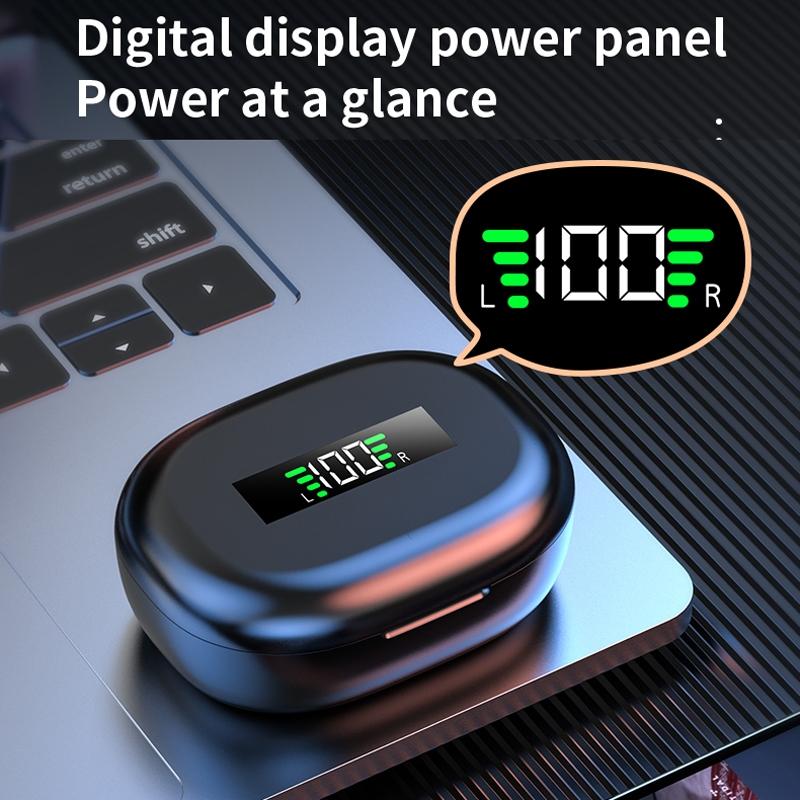 Wireless Bluetooth Earphones with Charging Bin & Digital Display – Pink, True Wireless, Compact Design