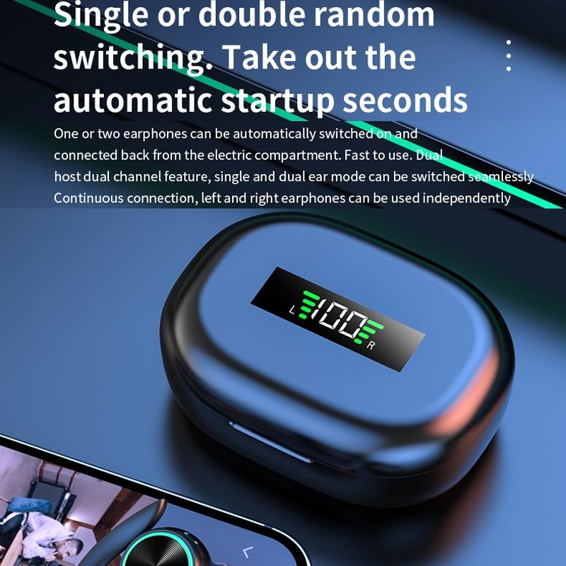Wireless Bluetooth Earphones with Charging Bin & Digital Display – Pink, True Wireless, Compact Design