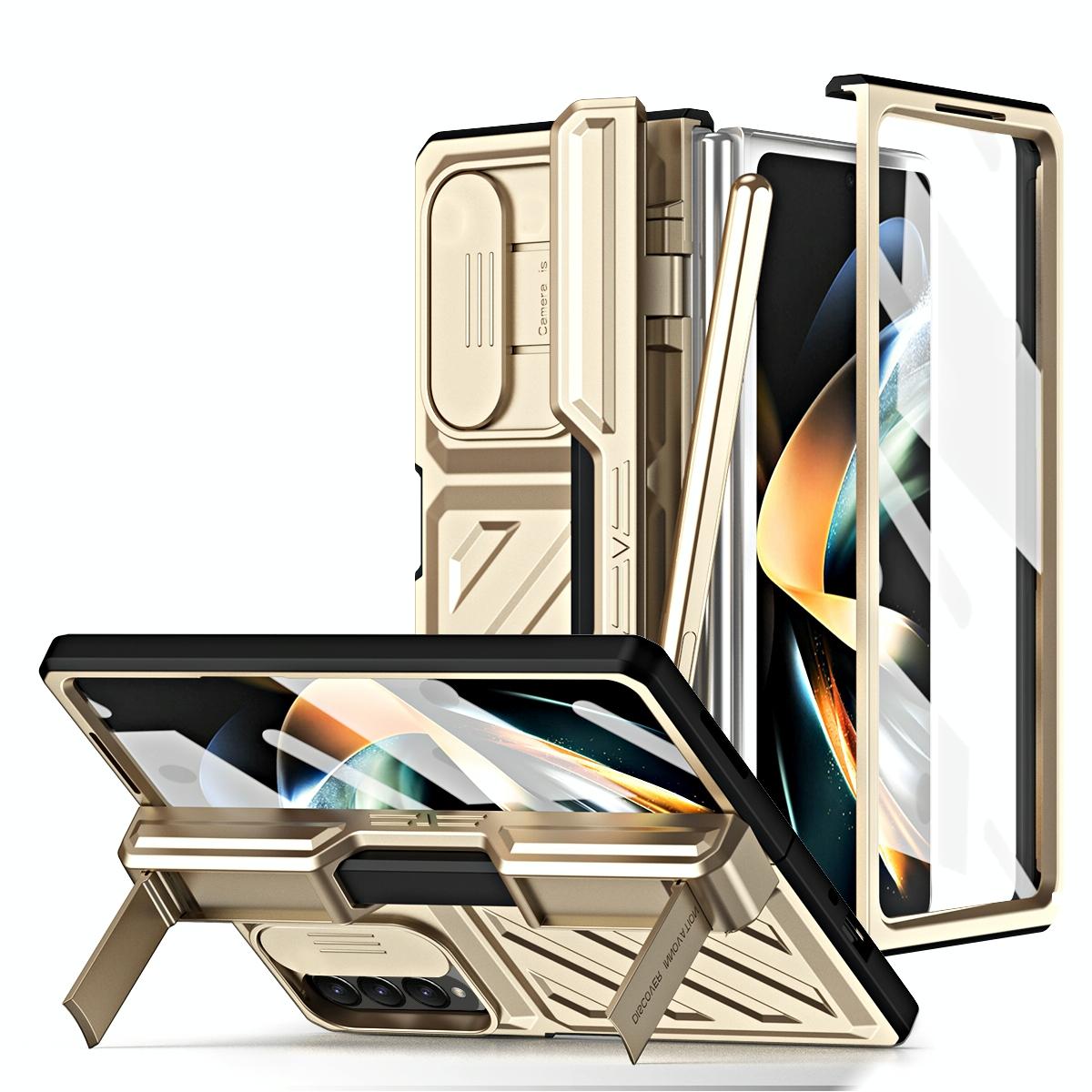 Shockproof TPU + PC Case with S Pen Holder for Samsung Galaxy Z Fold4 5G – Silver