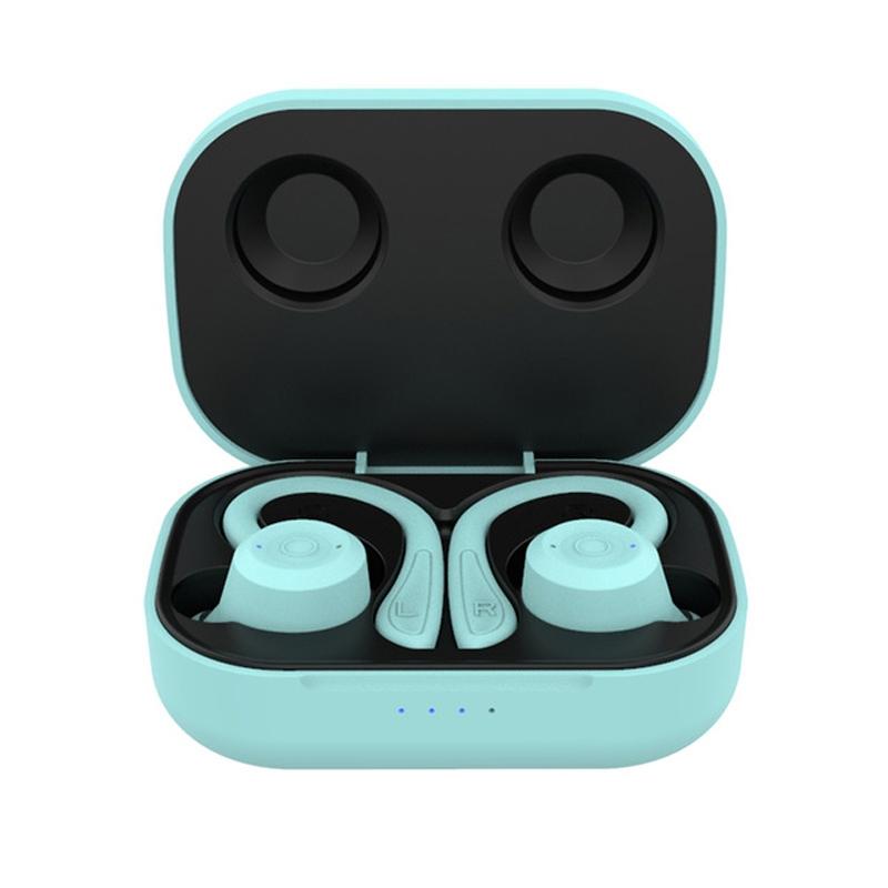 T20 TWS Waterproof Bluetooth Earphones with Charging Box & Noise-Cancelling Ear Hooks – Gray, True Wireless
