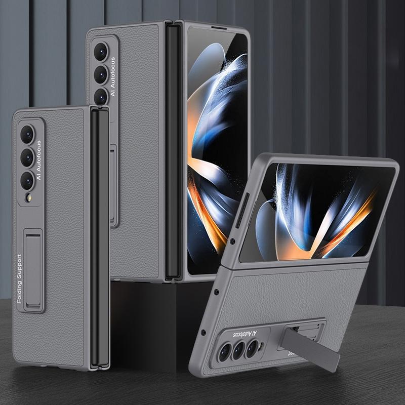 Leather Case with Stand for Samsung Galaxy Z Fold4 5G – Ultra Thin, Premium Gold
