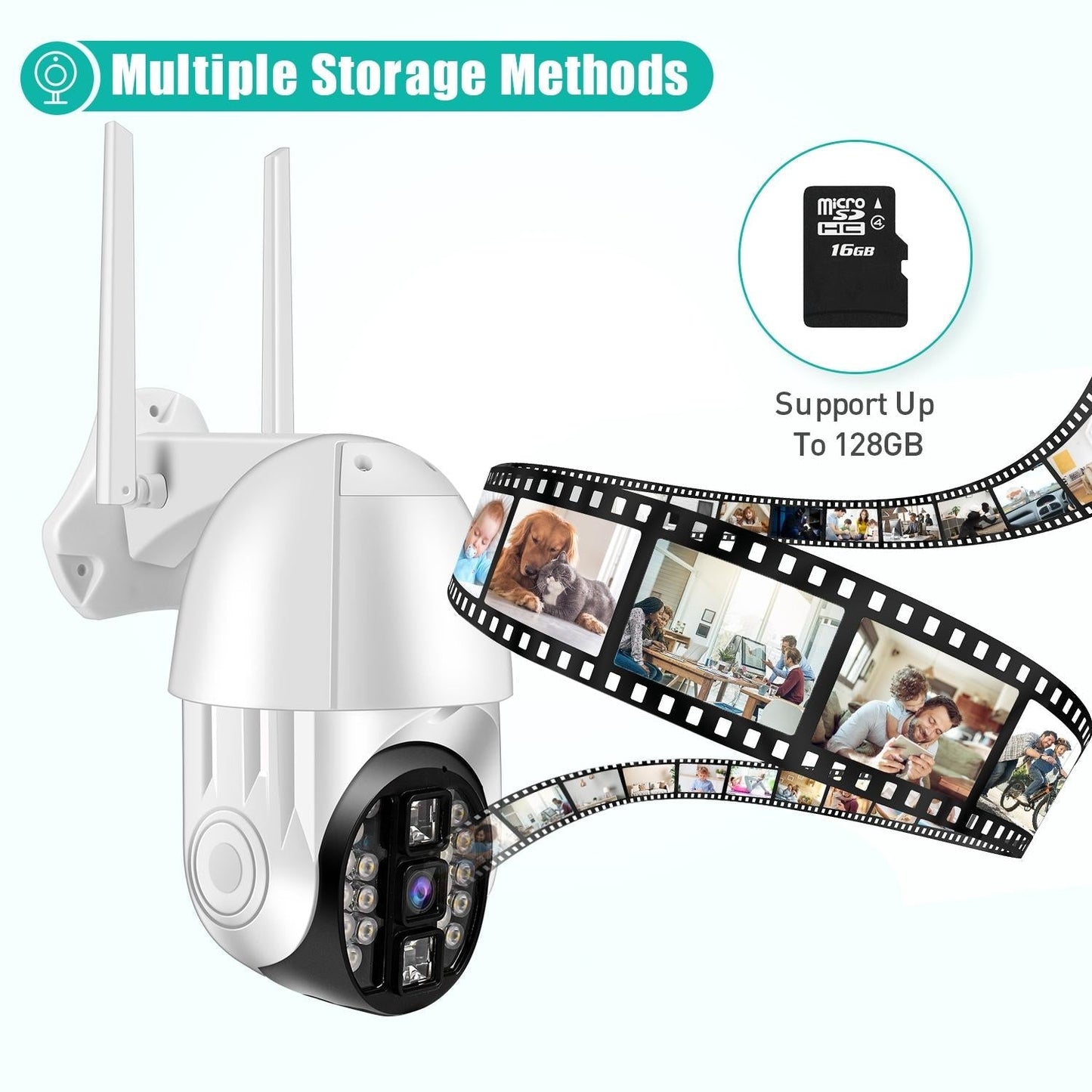 360° Rotating WiFi Camera with Full-Color Video, Two-Way Voice, Motion Detection & 64GB TF Card Support