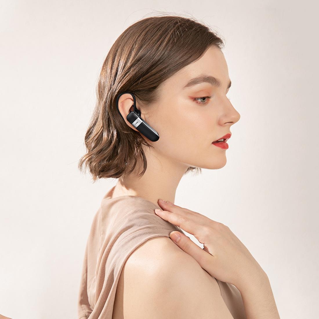 Wireless Bluetooth 5.0 Earphone – White, Hanging Ear Design, Hands-Free Calling, Noise Reduction, Long Battery Life