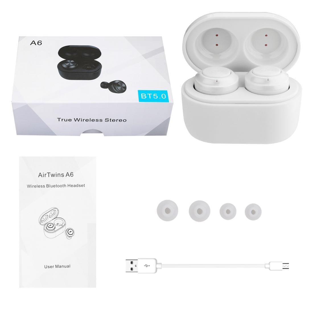 White Bluetooth 5.0 Wireless Earbuds with Magnetic Charging Case – In-Ear Noise-Isolating Design