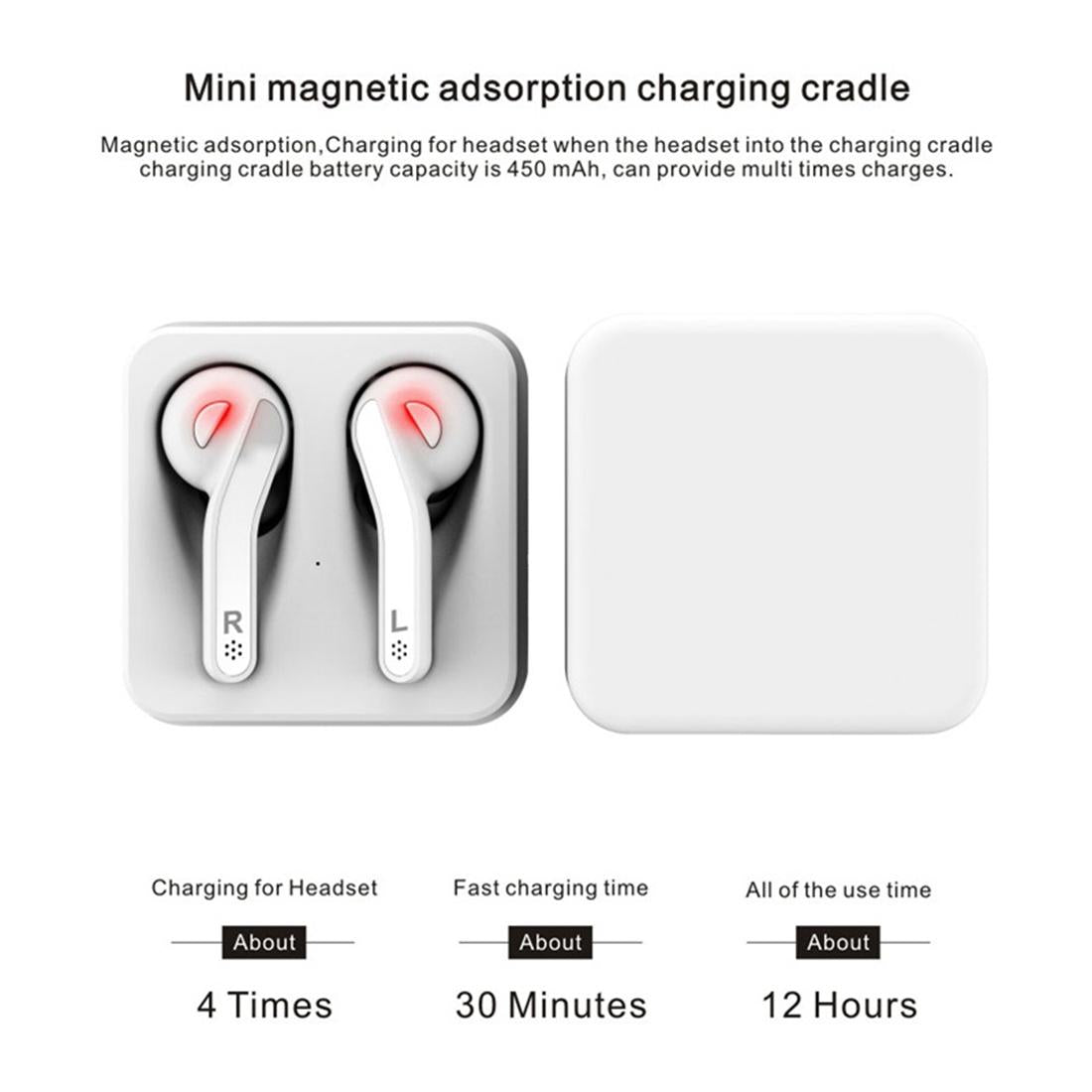 T-88 Wireless Stereo Earphones with Magnetic Charging Box – True Wireless, Bluetooth 5.0