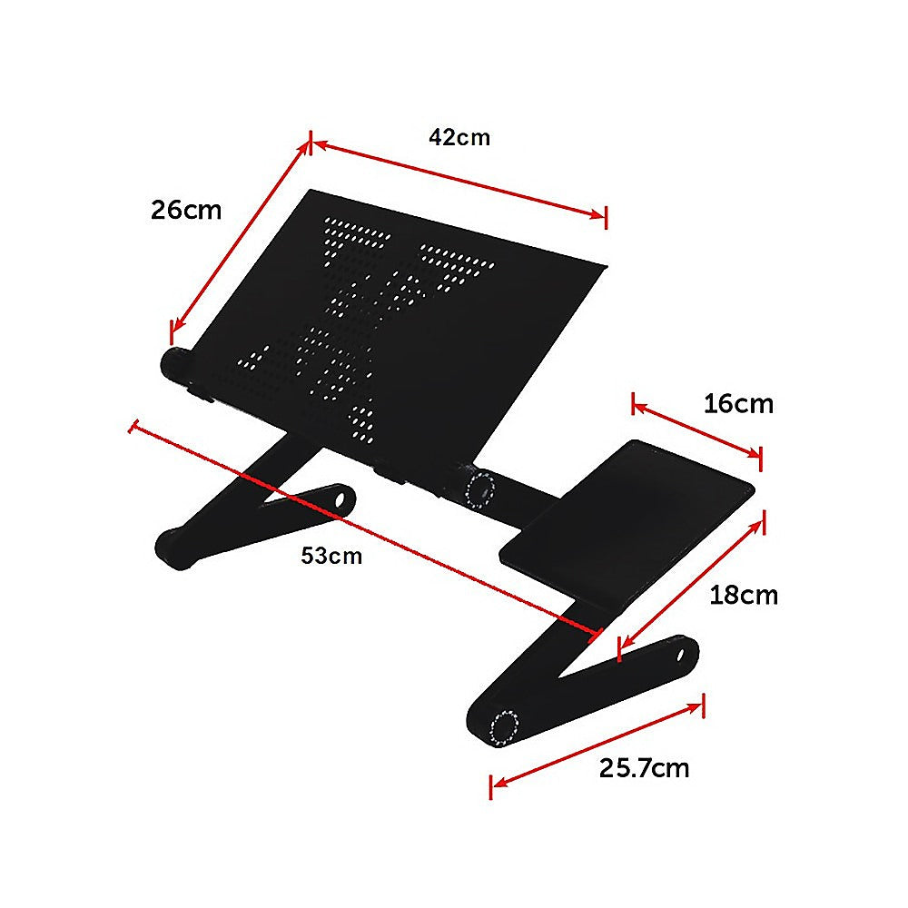 Aluminum Alloy Folding Laptop Stand Desk – Adjustable Bed Tray Table with Mouse Pad Support