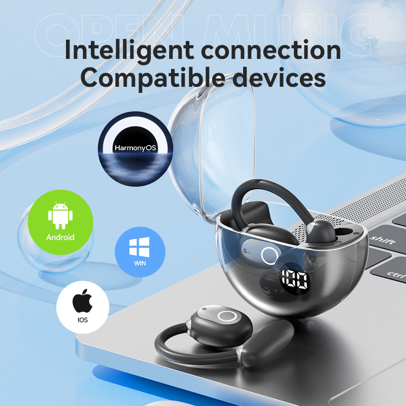 Green M80 Transparent OWS Over-Ear Bluetooth Earphones – Wireless, Clear Sound & Stylish Design