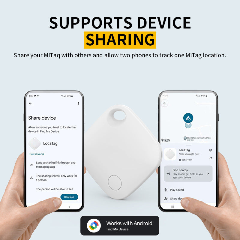 Black Smart Item Locator Tag for Android – Google Find My Device Compatible, Anti-Lost Bluetooth Tracker