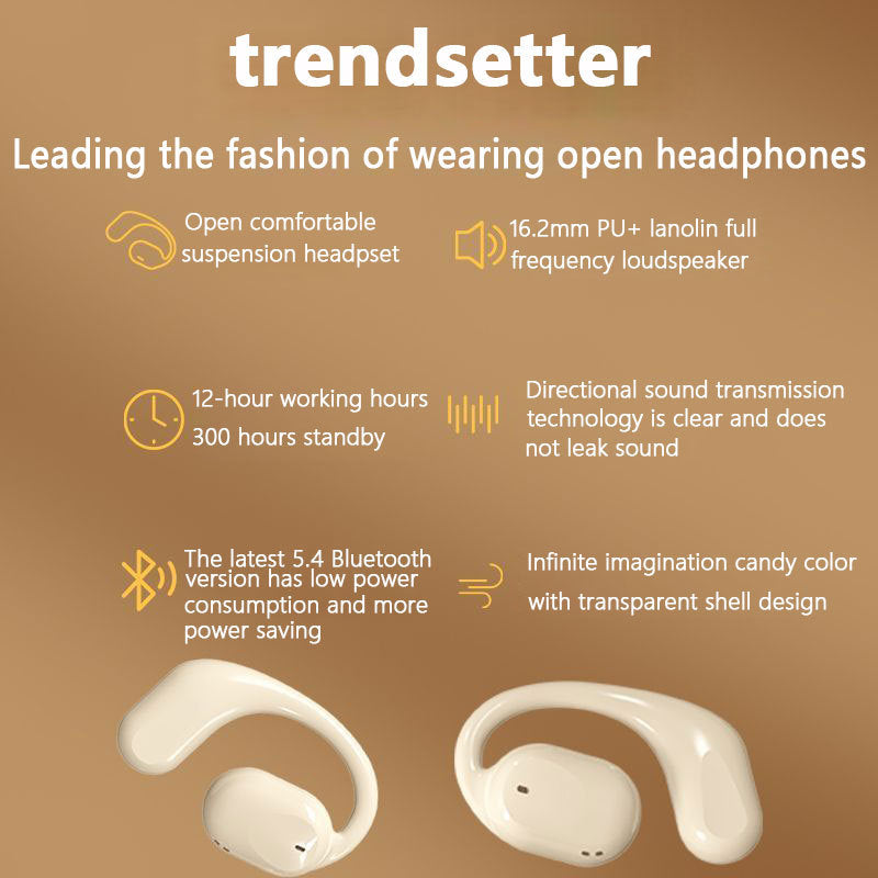 OWS Open-Ear TWS Earbuds with AI Translation – Bluetooth 5.4, 360° ACS Surround Sound, LED Display Charging Case – Black