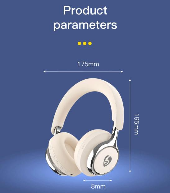 White Wireless ANC Headphones – Bluetooth 5.4, 32H Battery, Foldable Over-Ear Design with Comfort Earpads – Ideal for Travel, Gaming & Calls