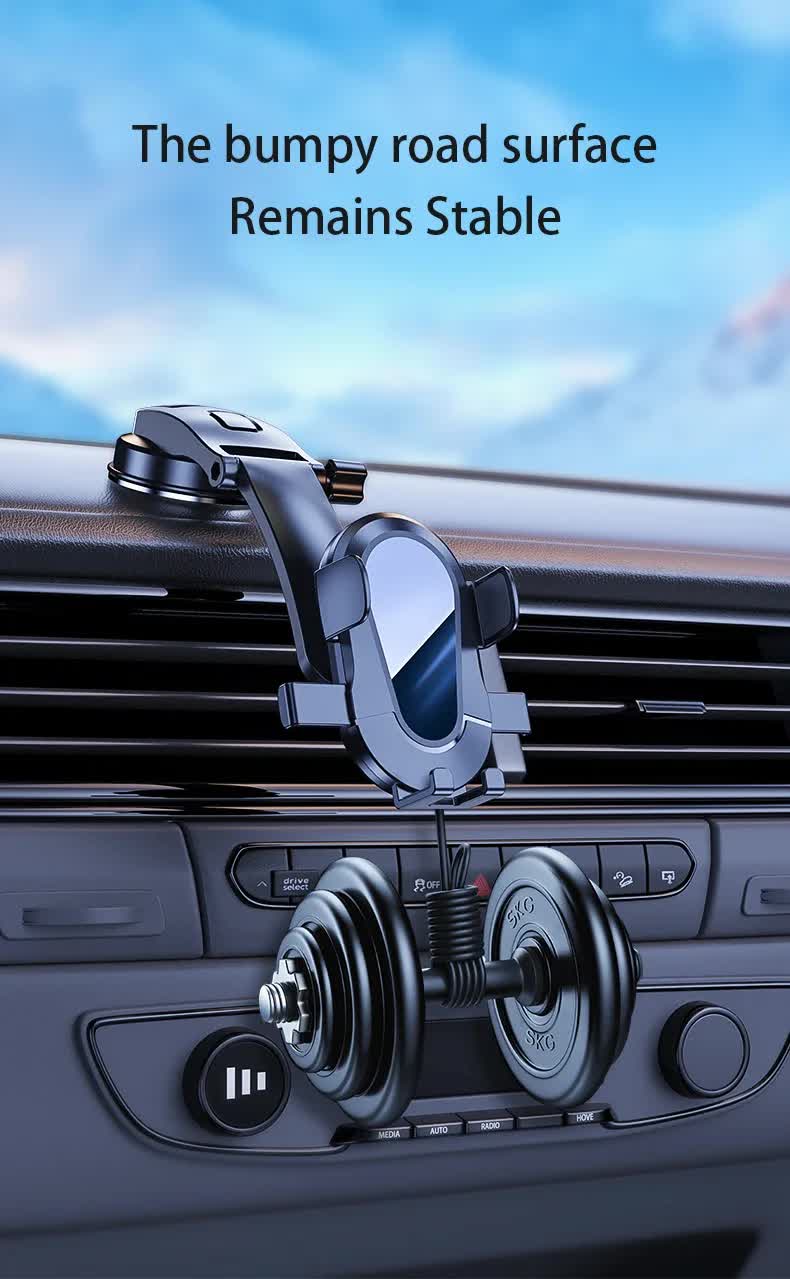 Universal Car Phone Mount Holder – 360° Rotating Dashboard & Windshield Suction Cup Cradle – Black