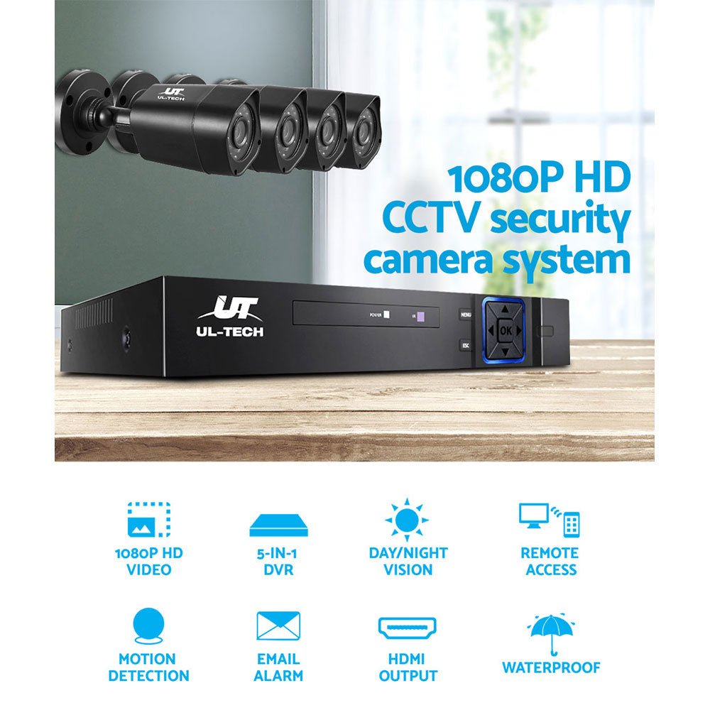 UL-Tech 8CH CCTV Security System – DVR Kit with 4 Cameras & 1TB Hard Drive – Home & Business Surveillance